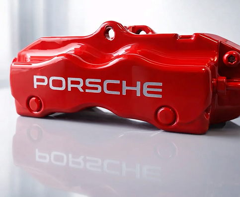 Покраска суппортов Porcshe в красный с нанесением логотипа
