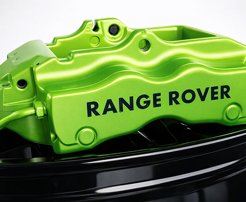 Покраска суппортов Range Rover в лаймовый